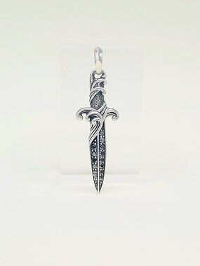 David Yurman Waves Dagger Pendant w/ Pavé Black Diamonds - 44 mm - LARGE SIZE